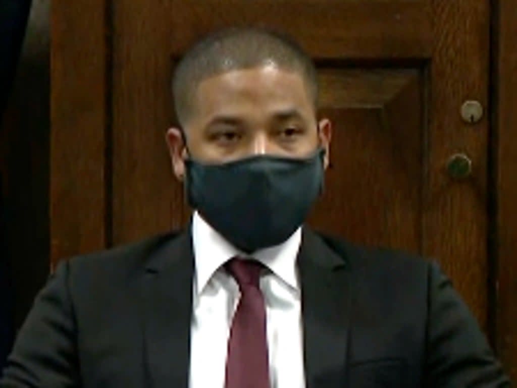Jussie Smollett at his sentencing in a Chicago court on 10 March 2022  (Cook County court)