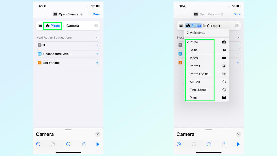 iops 17 how to set up camera shortcuts