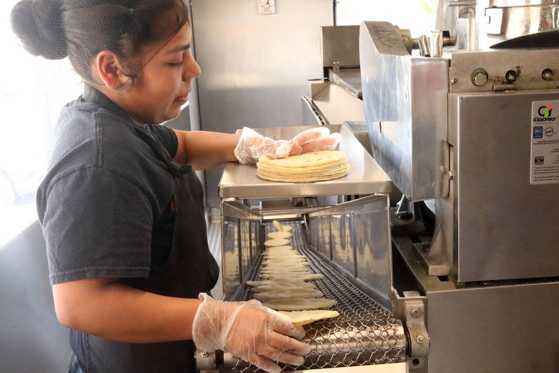 Maribel Reyes is an employee of Tortillería Ortuño, which opened its doors at 4542 Belmont Avenue in Fresno on September 10, 2023.