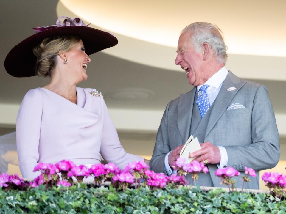 Prince Charles and Sophie, Countess of Wessex, share a laugh at Royal Ascot 2022.