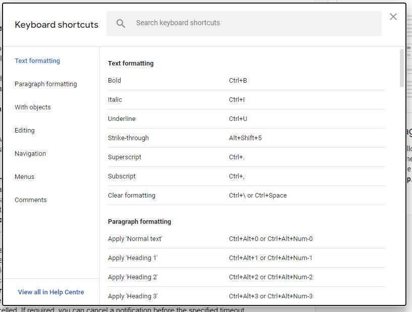 Google Drive shortcuts