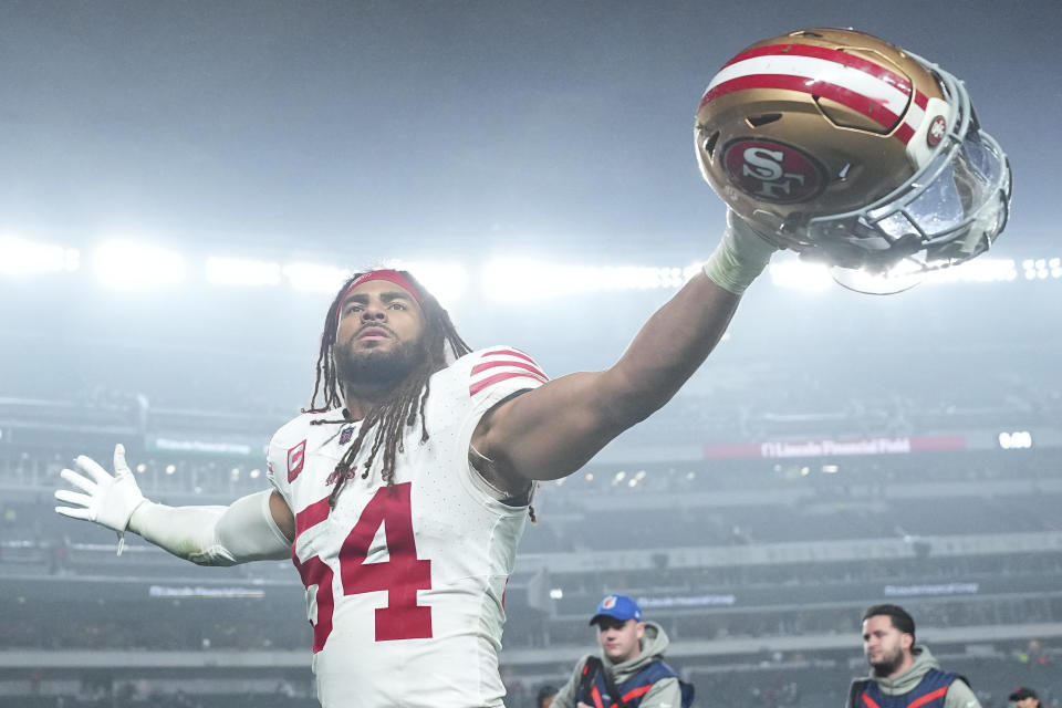 Linebacker Fred Warner and the San Francisco 49ers look like the class of the NFL after their win over the Eagles. (Photo by Mitchell Leff/Getty Images)