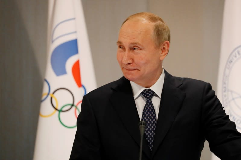 Russian President Vladimir Putin visits the Russian International Olympic University in Sochi