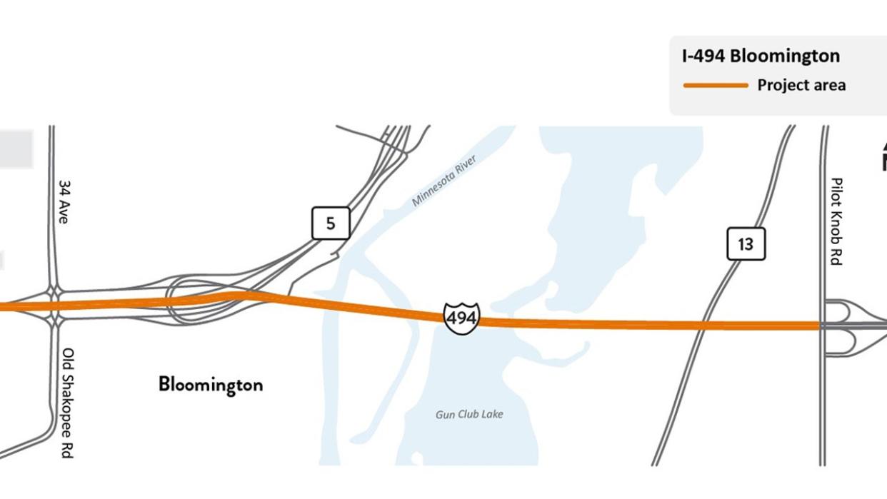 <div>I-494 is reduced to two lanes in each direction beginning at 5 a.m. on May 2, between 24th Avenue in Bloomington and Pilot Knob Road in Eagan/Mendota Heights.</div> <strong>(Supplied)</strong>