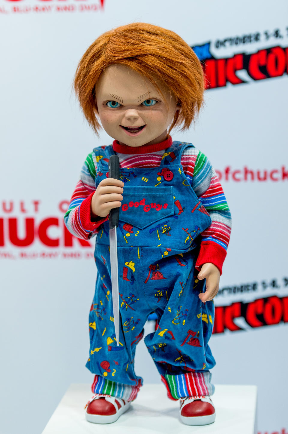 NEW YORK, NY – OCTOBER 05: Chucky from Child’s Play merchandise on display during 2017 New York Comic Con – Day 1 on October 5, 2017 in New York City. (Photo by Roy Rochlin/Getty Images)