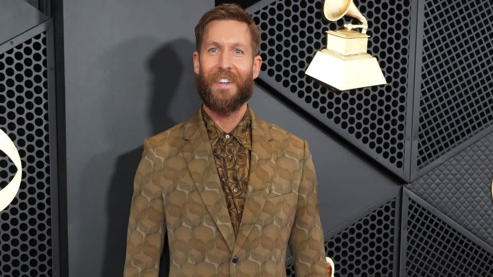 Calvin Harris, nominated for his song “Miracle” looked dapper in a patterned suit. - Jordan Strauss/Invision/AP