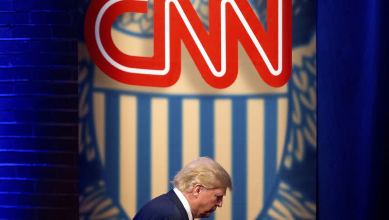 Republican presidential candidate Donald Trump arrives for a CNN town hall at the University of South Carolina in Columbia, S.C., on Feb. 18, 2016.