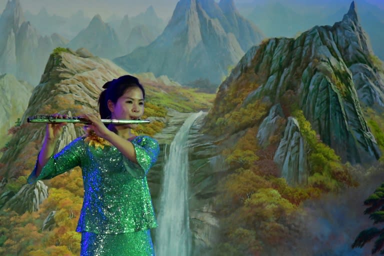 A flautist performs at Okryu-gwan, a North Korean restaurant in Dubai