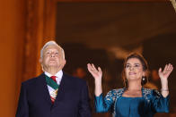 <p>La pareja presidencial durante el grito de celebración (Photo by Hector Vivas/Getty Images)</p> 
