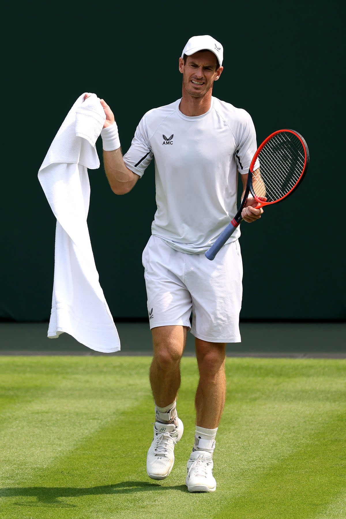 Andy Murray of Great Britain looks on during a practice session (Getty Images)