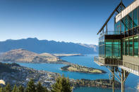 <p>For dinner and an unforgettable view, the <a rel="nofollow noopener" href="http://www.skyline.co.nz/queenstown/restaurant/" target="_blank" data-ylk="slk:Skyline's Stratosfare Restaurant & Bar;elm:context_link;itc:0;sec:content-canvas" class="link ">Skyline's Stratosfare Restaurant & Bar</a> is a well-designed restaurant perched on top of a Gondola. The structure's glass windows offer a panoramic view of Queenstown and its gorgeous sunsets. </p>