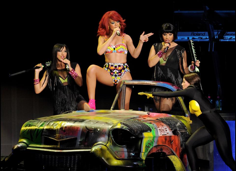 Singer Rihanna performs at the Staples Center on June 28, 2011 in Los Angeles, California.