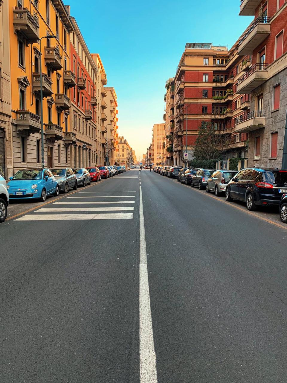 An empty street in Milan.