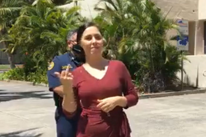 The sign language interpreter translated the passerby's comment (Mayor Kirk Caldwell)