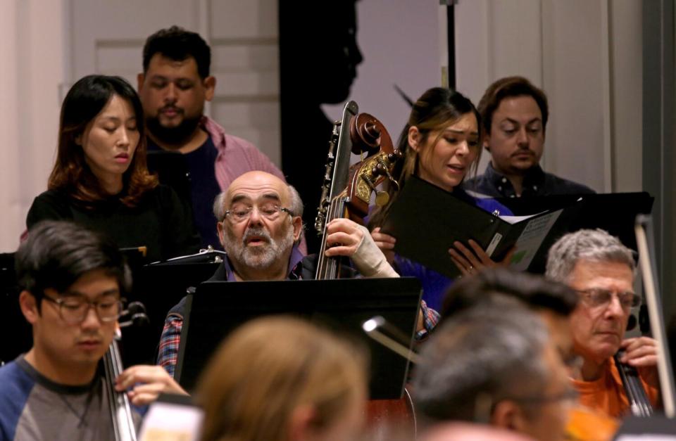 Louis Fantasia, 73, rehearses along with members of the Heart of Los Angeles Eisner Intergenerational Orchestra.