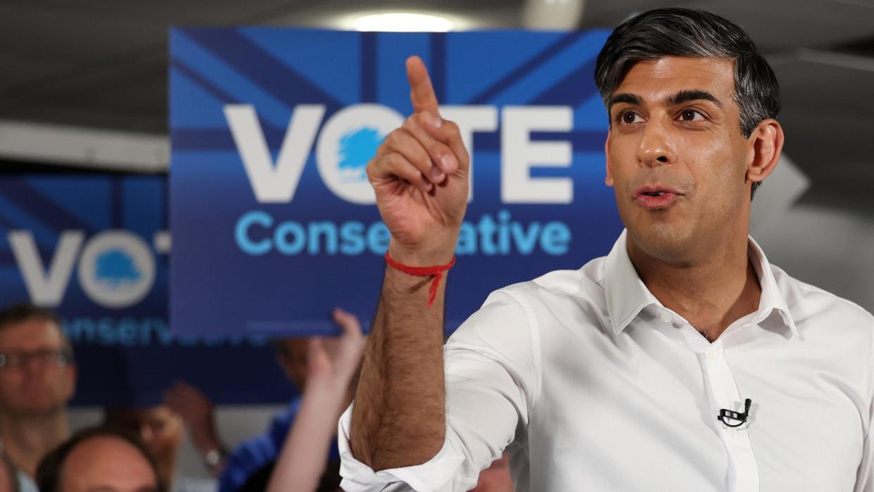 <span>The British prime minister, Rishi Sunak, campaigning in Buckinghamshire.</span><span>Photograph: Andy Rain/EPA</span>