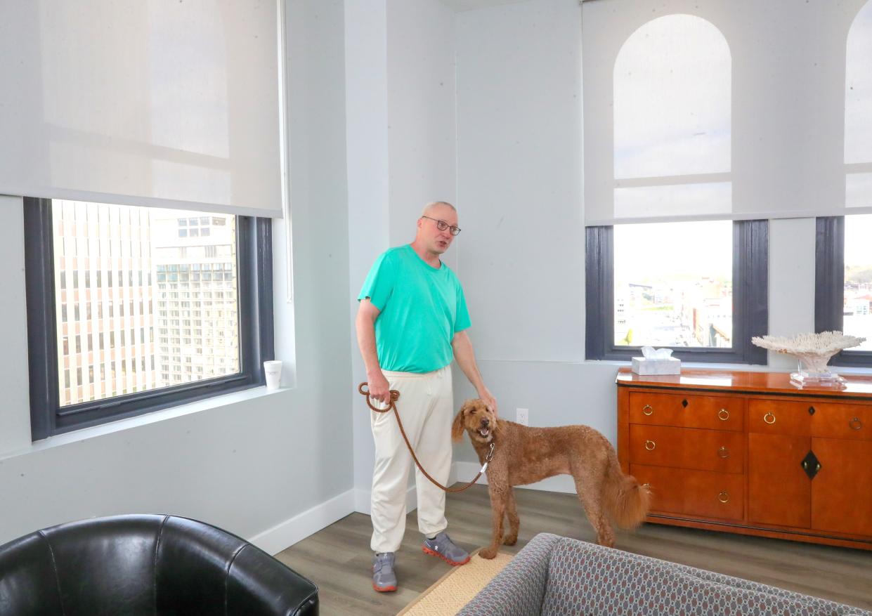 Frank Jellison and his goldendoodle Lexi were the first residential residents at 159 S. Main Street.