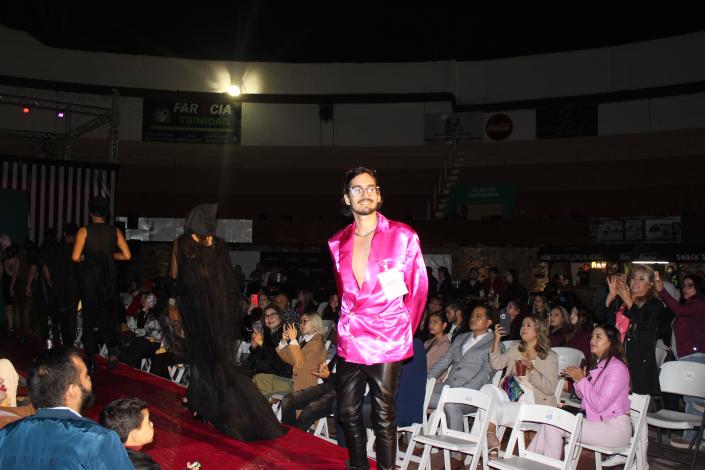 Domingo Toledo, founder and CEO, of Border Fashion Week is pictured following the presentation of his collection in Coliseo Taurino in Nogales, Sonora, on Saturday, October 8, 2022.