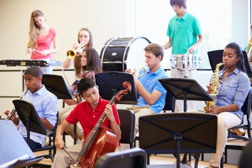 Students in a band class.