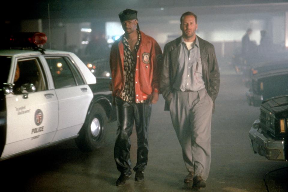 A disgraced ex-football star (Damon Wayans, left) and a private eye (Bruce Willis) dig up shady shenanigans while investigating a murder in "The Last Boy Scout."