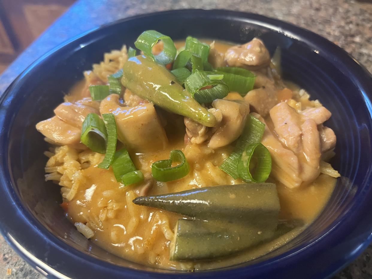 Using purple and green okra added an extra pop of color to my dish. (Photo: Megan duBois)