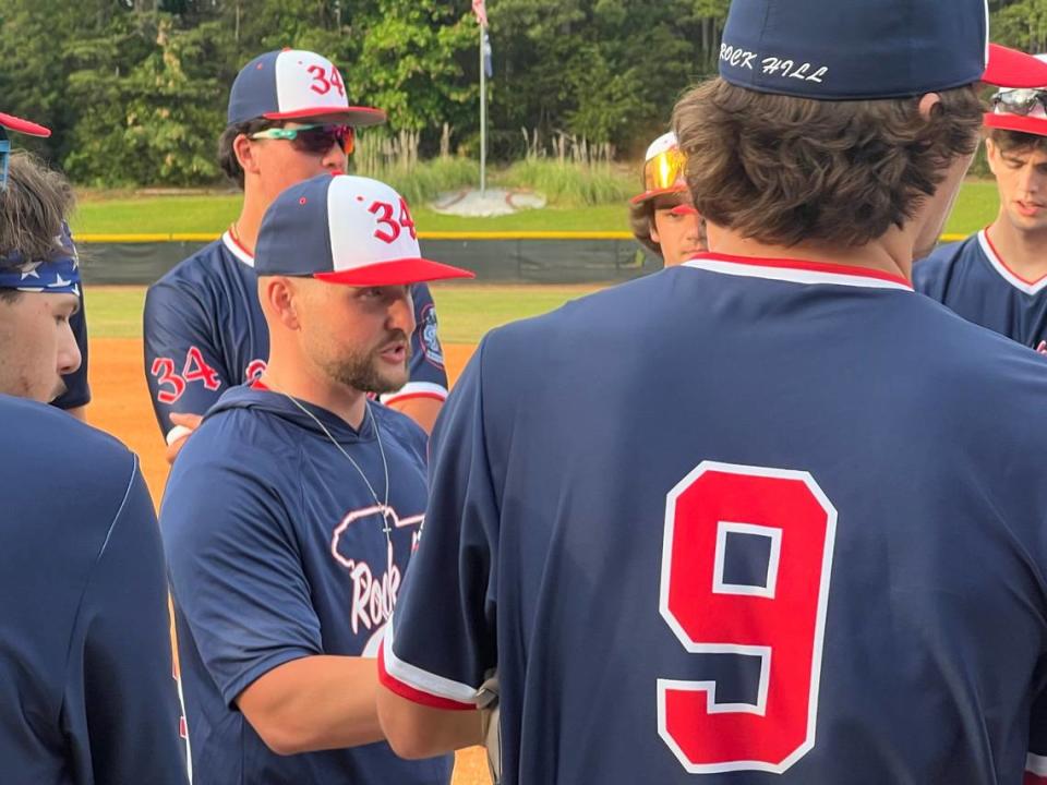 Jeremy McCoy address his team in a pre-game speech.