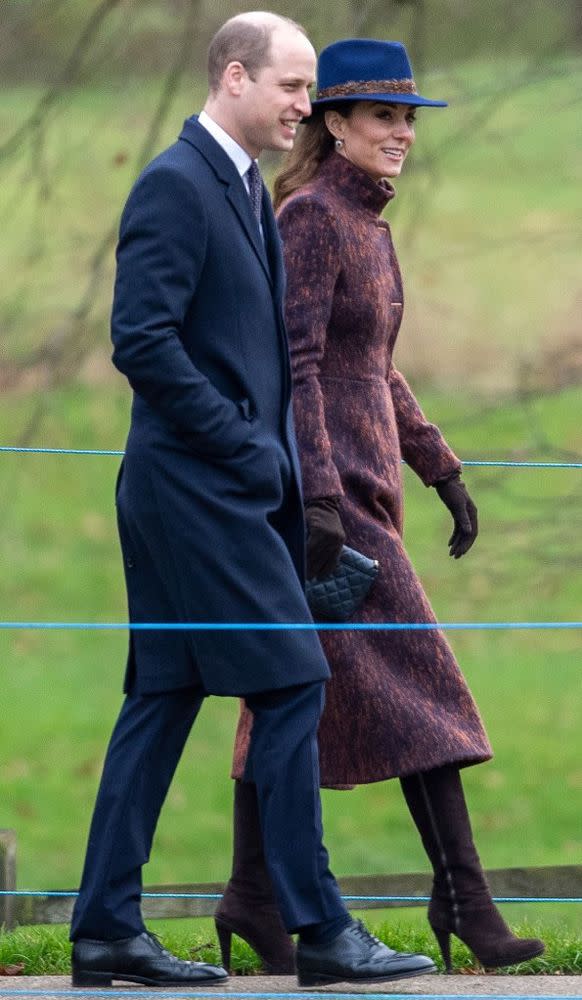 Kate Middleton and Prince William attending church in Sandringham on January 5, 2020. | Joe Giddens/PA Wire