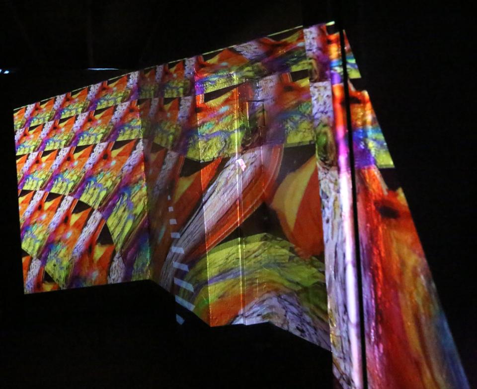 An immersive art installation titled "Chicano Glitch," by Sacramento, California, artist Ruben Reveles.