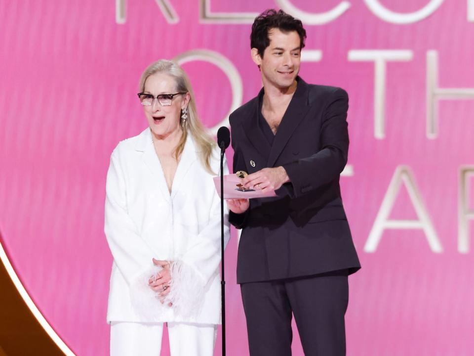 Meryl Streep and Mark Ronson present the award for Record of the Year at The 66th Annual Grammy Awards, airing live from Crypto.com Arena in Los Angeles, California, Sunday, Feb. 4 (8:00-11:30 PM, live ET/5:00-8:30 PM, live PT) on the CBS Television Network.