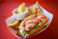 <p><strong>Lobster Roll </strong></p><p>There’s nothing better than a classic Maine Lobster Roll at <a href="https://lobstershacktwolights.com/" rel="nofollow noopener" target="_blank" data-ylk="slk:The Lobster Shack at Two Lights;elm:context_link;itc:0;sec:content-canvas" class="link ">The Lobster Shack at Two Lights</a> after a day out on the open water or at the beach. A buttery roll with fresh lobster, served cold with mayo...it's hard not to take a picture of it before devouring it minutes after. </p>