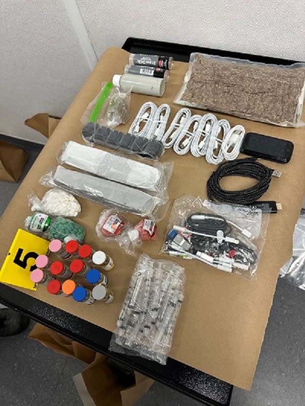 Drug paraphernalia seized by police as part of their investigation into alleged drug smuggling at a prison in Agassiz, B.C.