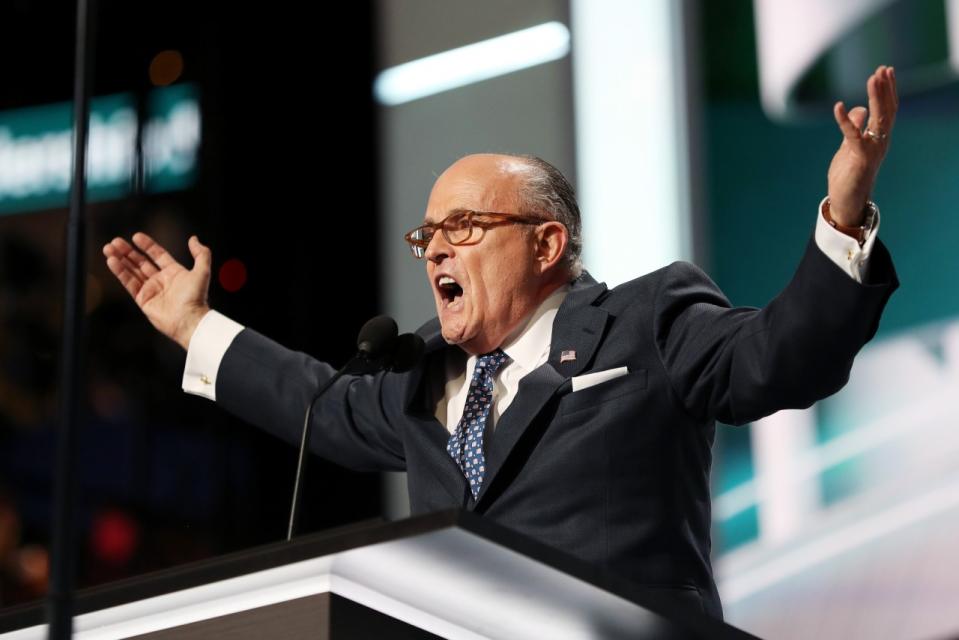 Former New York City Mayor Rudy Giuliani delivers a speech at the Republican National Convention on Monday. (Photo: Joe Raedle/Getty Images)