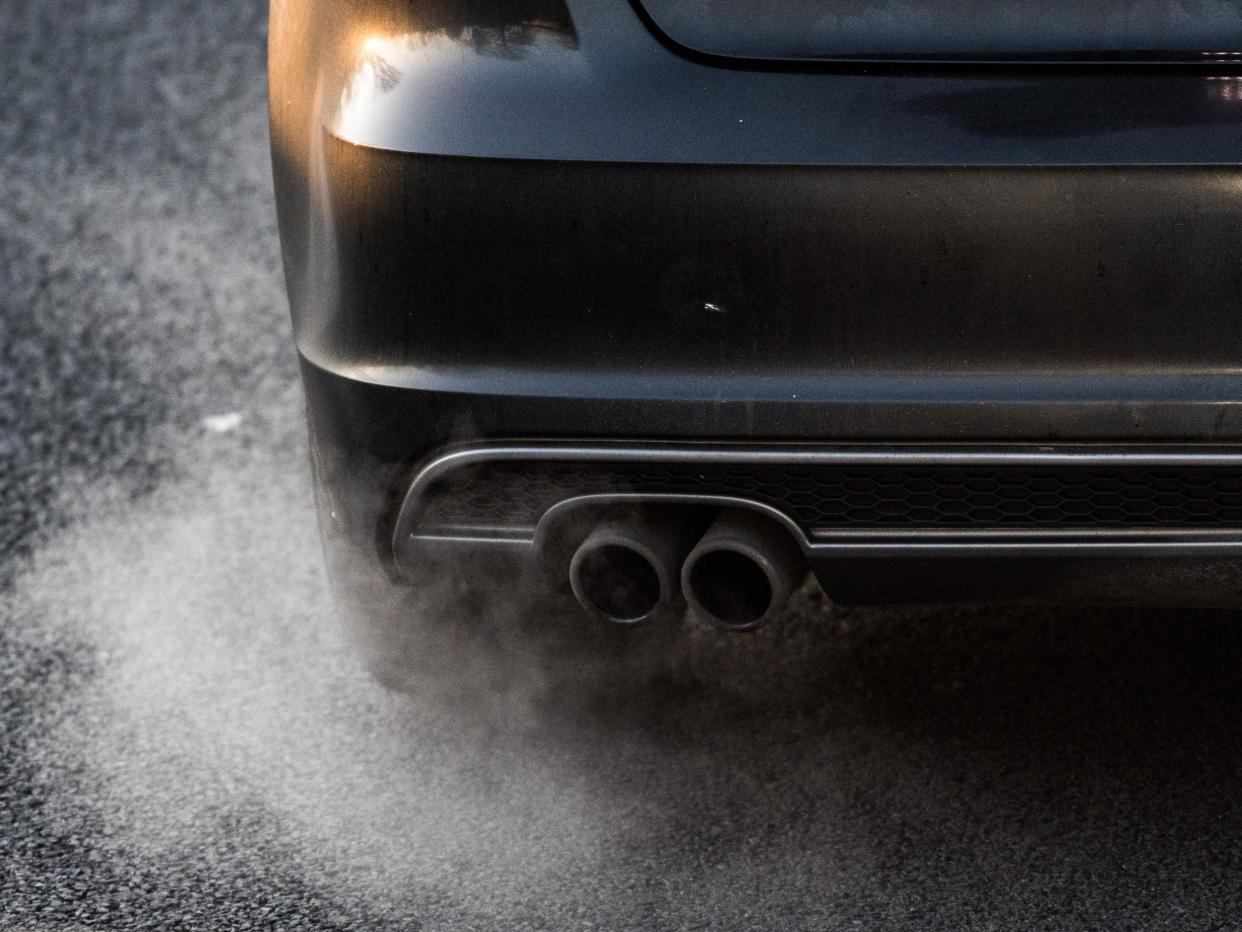 A car emits exhaust fumes on the A52 on February 22, 2018 in Duesseldorf, Germany: Getty