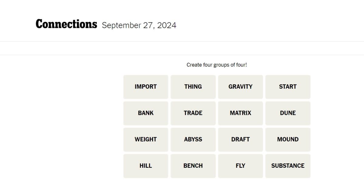 NYT ‘Connections’ Hints and Answers Today, Friday, September 27