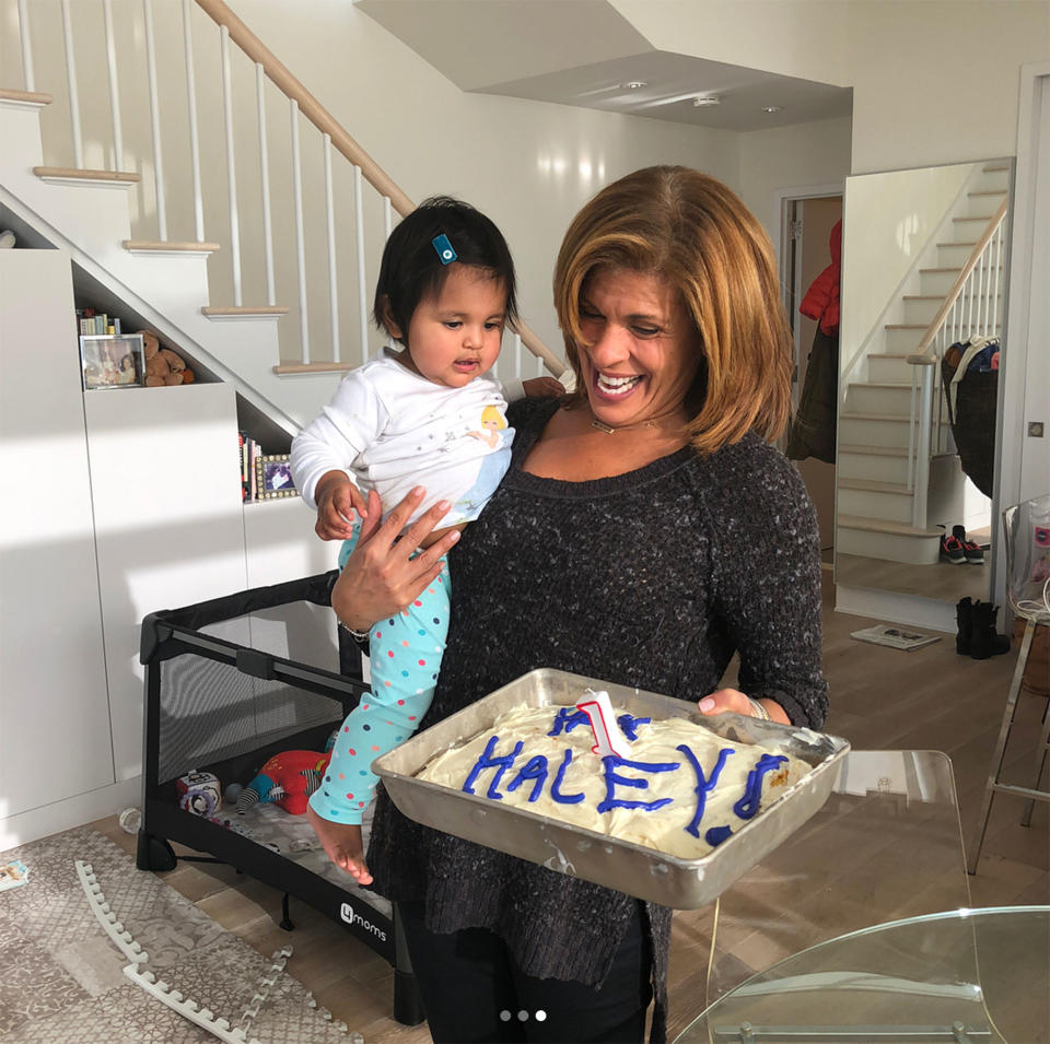 <p><a rel="nofollow noopener" href="http://people.com/babies/hoda-kotb-celebrates-daughter-turning-1-abroad/" target="_blank" data-ylk="slk:Happy birthday, Haley Joy!;elm:context_link;itc:0;sec:content-canvas" class="link ">Happy birthday, Haley Joy! </a>The <em>Today</em> show anchor celebrated her daughter's first birthday on Valentine's Day from afar since she was working from PyeongChang for the Winter Olympics. “It’s already Valentine’s Day in South Korea and I am missing my Valentine’s baby! We celebrated little Haley’s bday before I left,” Hoda captioned an Instagram video of her singing “Happy Birthday.”</p>