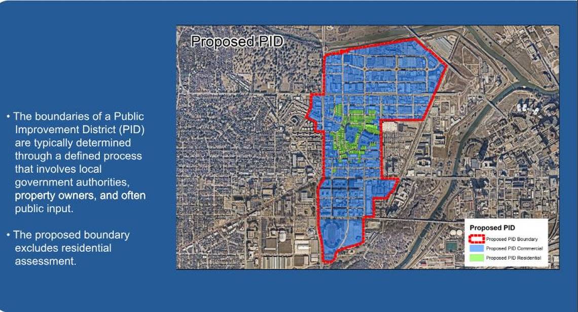 A map of the proposed special taxing district around Fort Worth’s West 7th district.