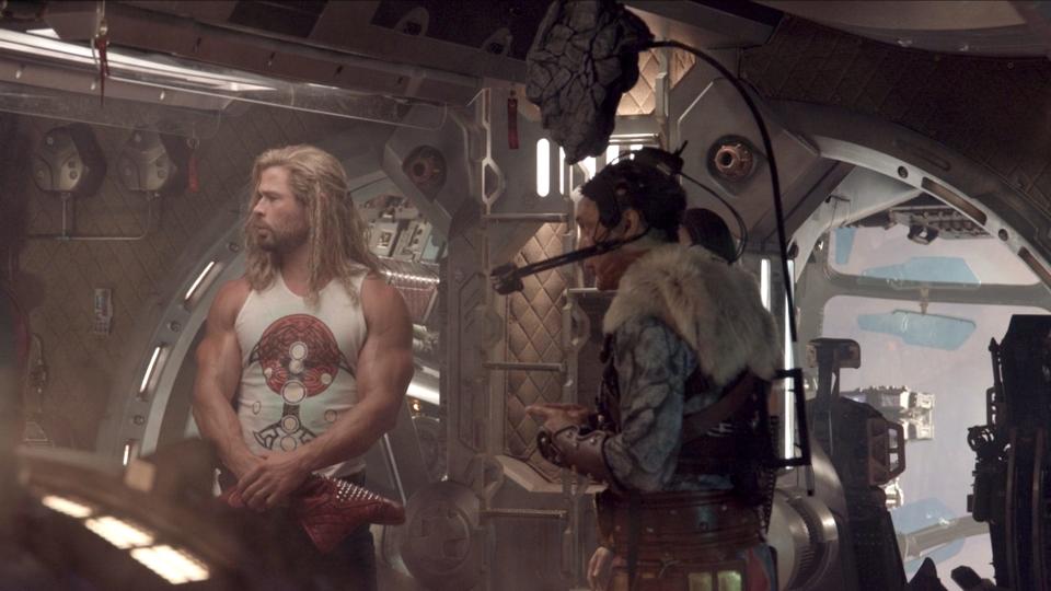 Chris Hemsworth and Taika Waititi on the set of "Thor: Love and Thunder."