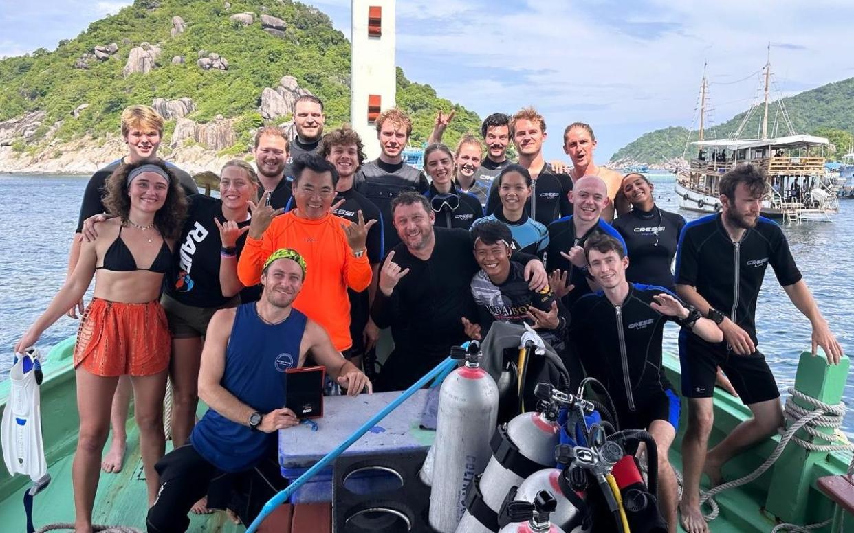 Jon Matthews with diving students at his Escape Divers business