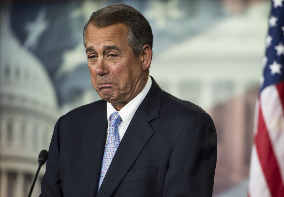 Speaker of the House John Boehner (R-Ohio) holds his weekly press conference in the Capitol on Feb. 5, 2015.