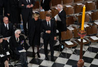 <p>French President Emmanuel Macron and wife Brigitte arrive ahead of the state funeral and burial of Queen Elizabeth II at Westminster Abbey on Sept. 19, 2022 in London, England. Elizabeth Alexandra Mary Windsor was born in Bruton Street, Mayfair, London on April 21, 1926. She married Prince Philip in 1947 and ascended the throne of the United Kingdom and Commonwealth on Feb. 6, 1952 after the death of her Father, King George VI. Queen Elizabeth II died at Balmoral Castle in Scotland on Sept. 8, 2022, and is succeeded by her eldest son, King Charles III. (Photo by Gareth Fuller - WPA Pool/Getty Images)</p> 