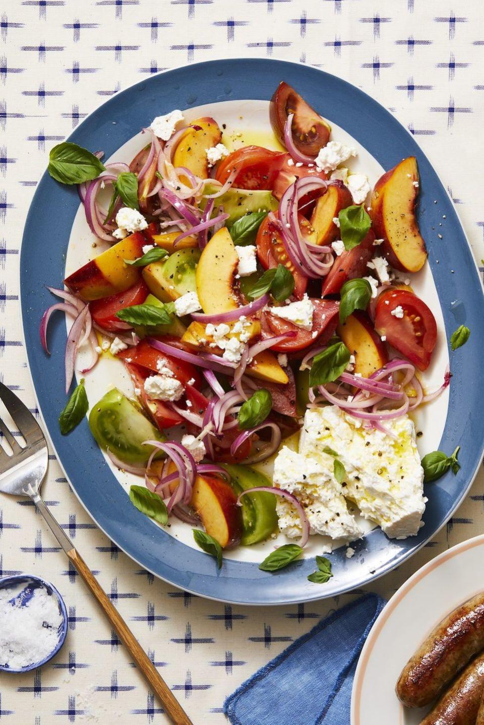 Tomato, Peach, and Basil Salad