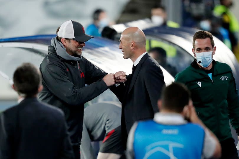 Jurgen Klopp and Zinedine Zidane during Liverpool's Champions League clash with Real Madrid