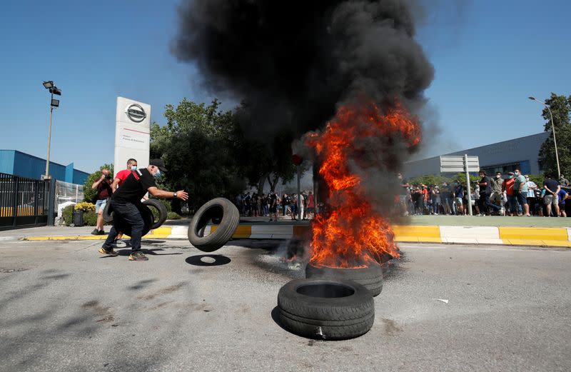 Protest against the closure of the Nissan factory in Barcelona