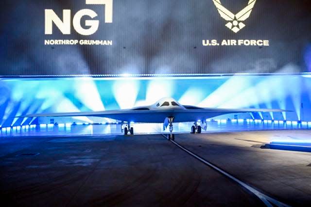 The brand-new, B-21 bomber was pulled out of a hangar during an unveiling ceremony on Friday at Air Force Plant 42, Site 4, Northrop Grumman in Palmdale, Calif.