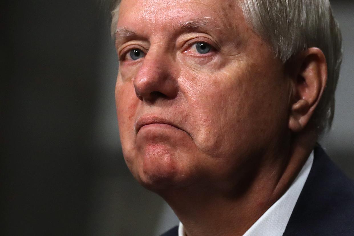 Calls have been made for Donald Trump ally Lindsey Graham to resign over his controversial Georgia ballots phone call (POOL/AFP via Getty Images)