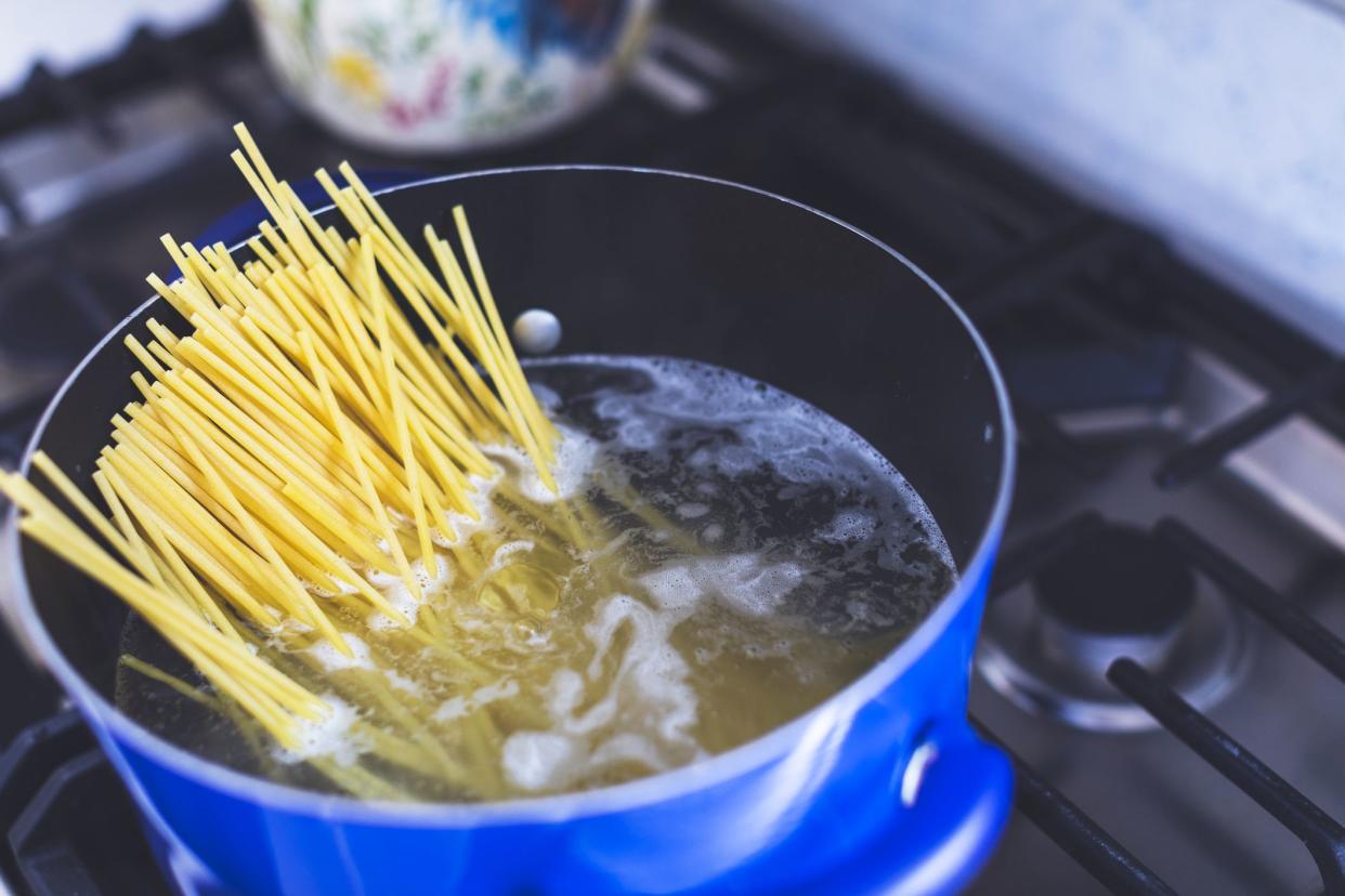 Lunch, Italian Food, Pasta - Cooking Spaghetti Pasta for Lunch at Home