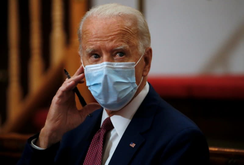 U.S. Democratic presidential candidate and former Vice President Joe Biden visits the Bethel AME Church in Wilmington