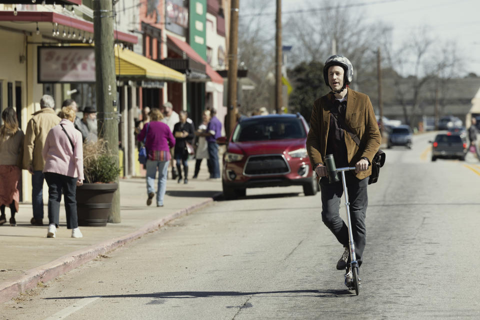 This image released by Apple TV+ shows Chris O’Dowd in a scene from "The Big Door Prize." (Apple TV+ via AP)