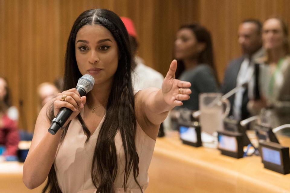 Lilly Singh speaks during a meeting focused on youth issues at the United Nations in September. The YouTuber has since said she is taking a break from her video channel: AFP/Getty Images