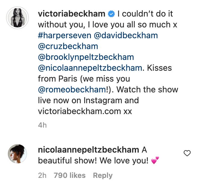 Victoria Beckham / Nicola Peltz comment